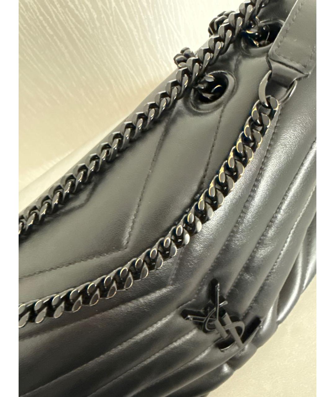 SAINT LAURENT Черная кожаная сумка через плечо, фото 8