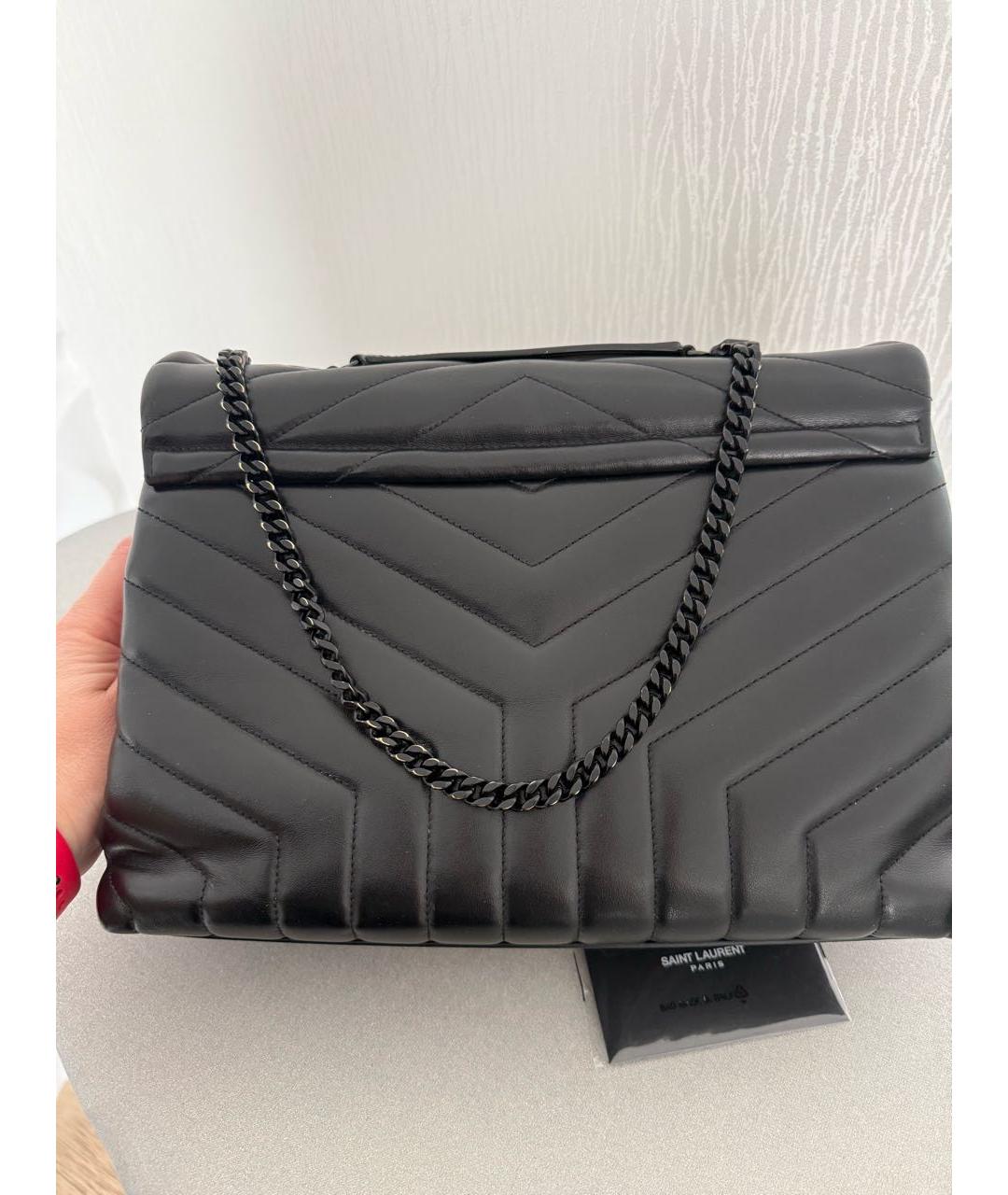SAINT LAURENT Черная кожаная сумка через плечо, фото 3