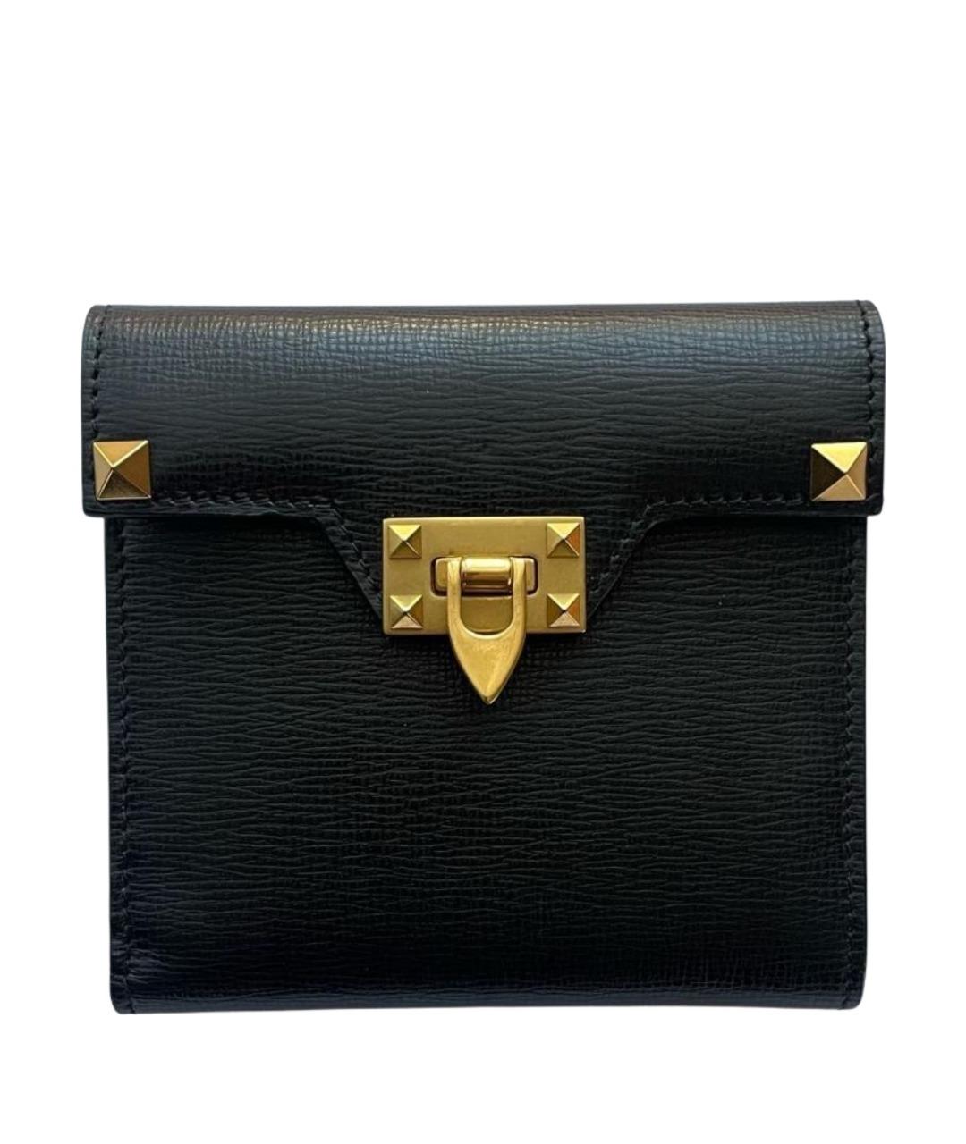 VALENTINO Черный кожаный кошелек, фото 1
