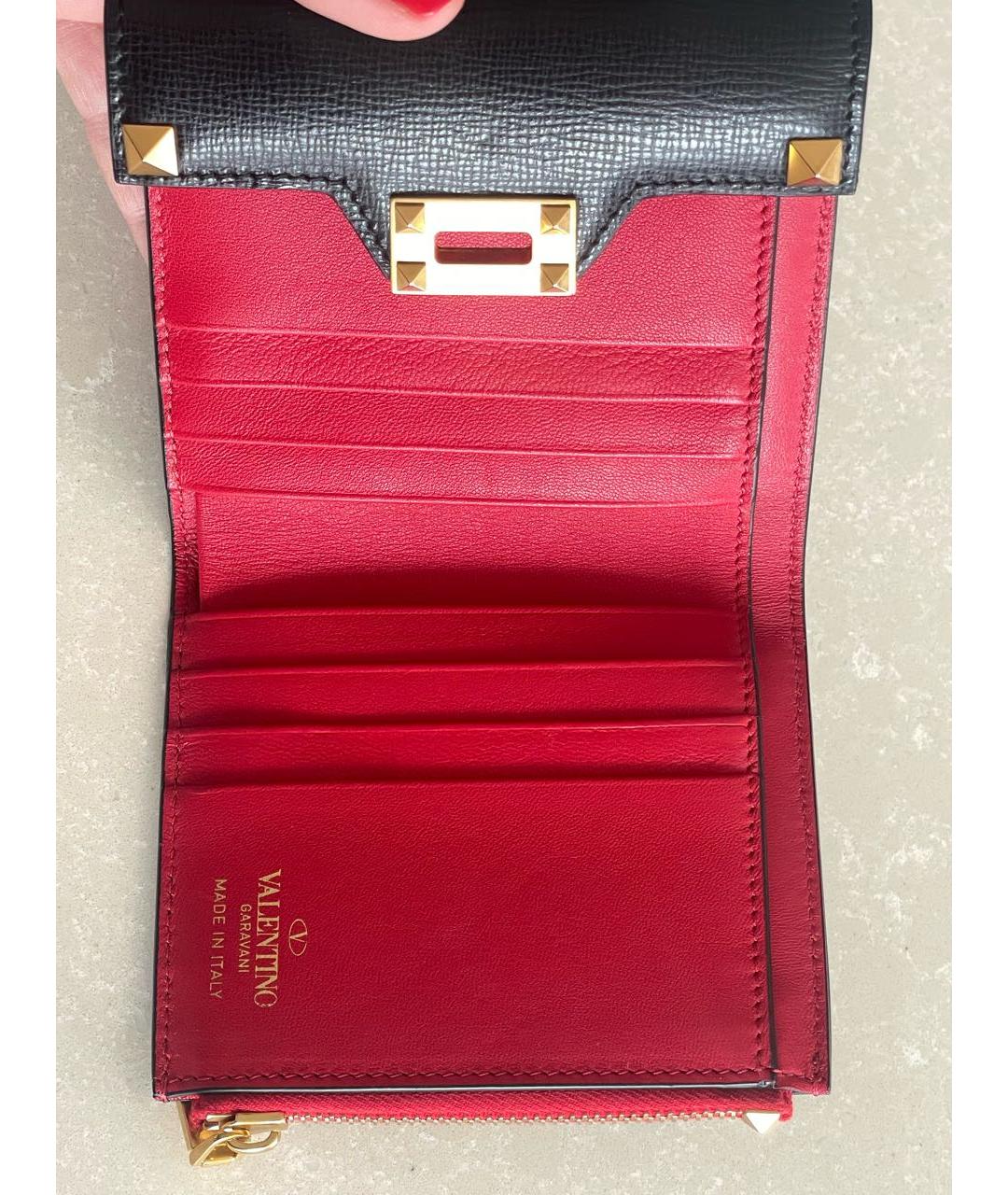 VALENTINO Черный кожаный кошелек, фото 4