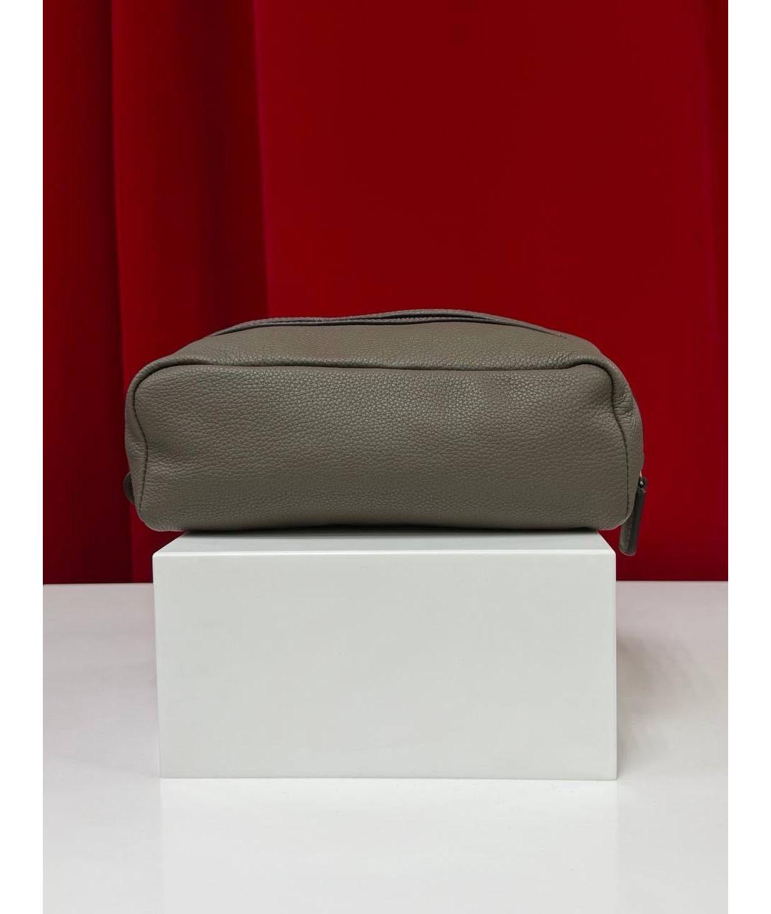 KITON Бежевая кожаная косметичка, фото 7