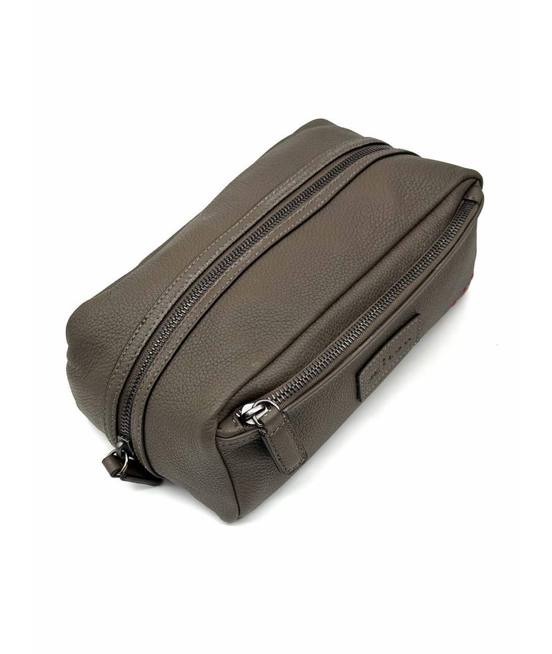 KITON Бежевая кожаная косметичка, фото 5