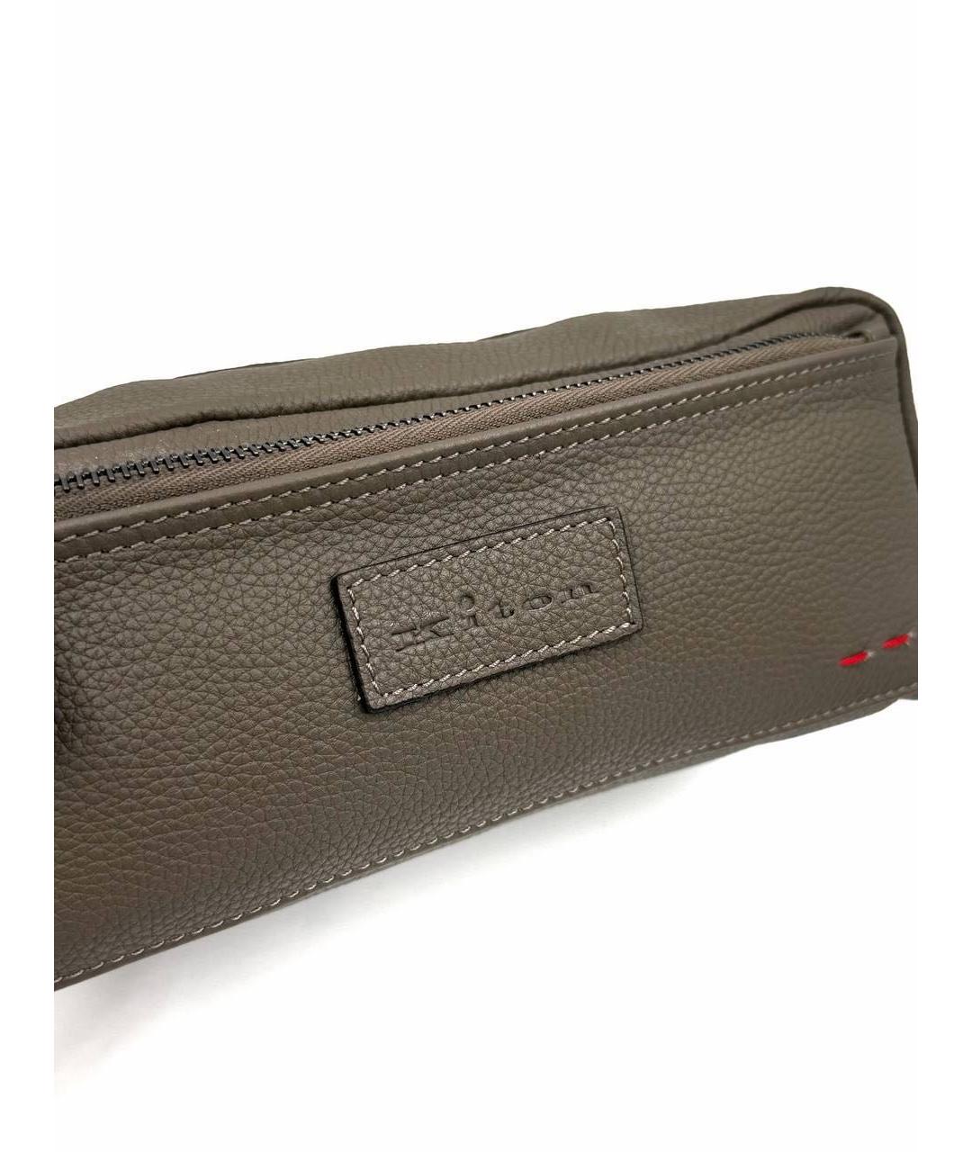 KITON Бежевая кожаная косметичка, фото 4