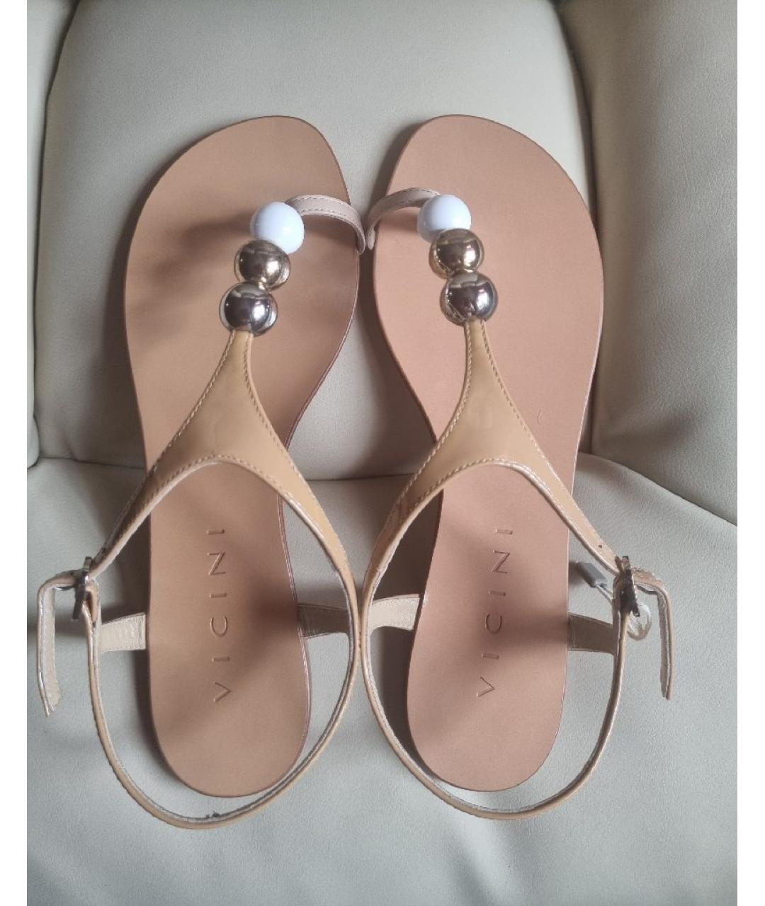 VICINI Бежевые кожаные босоножки, фото 3