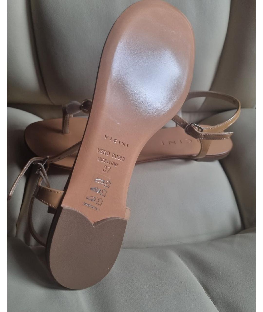 VICINI Бежевые кожаные босоножки, фото 6