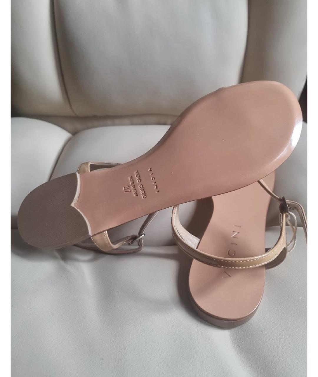 VICINI Бежевые кожаные босоножки, фото 5