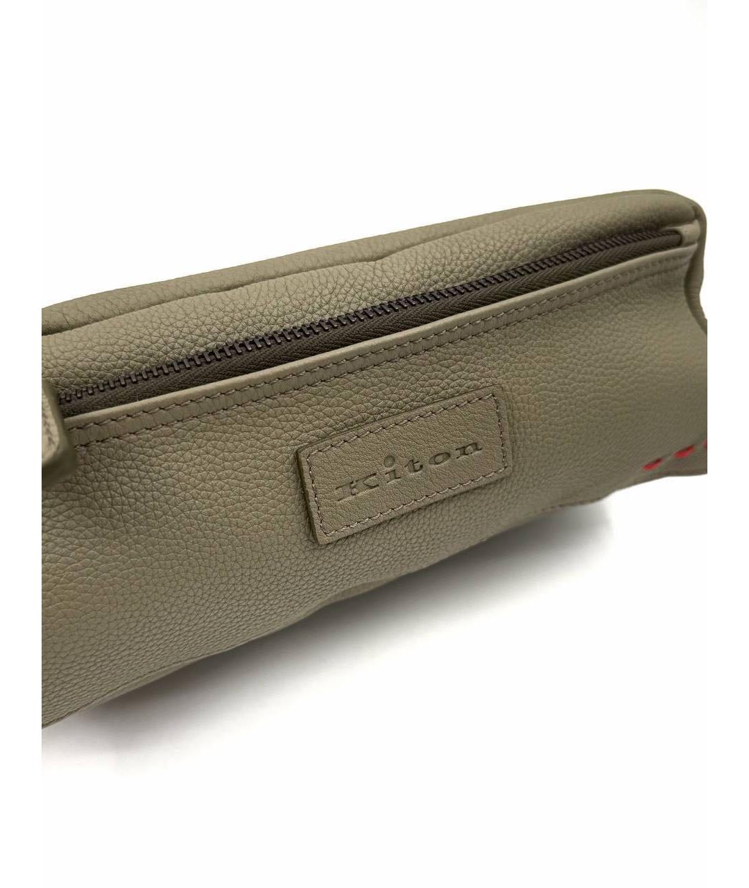 KITON Зеленая кожаная косметичка, фото 2