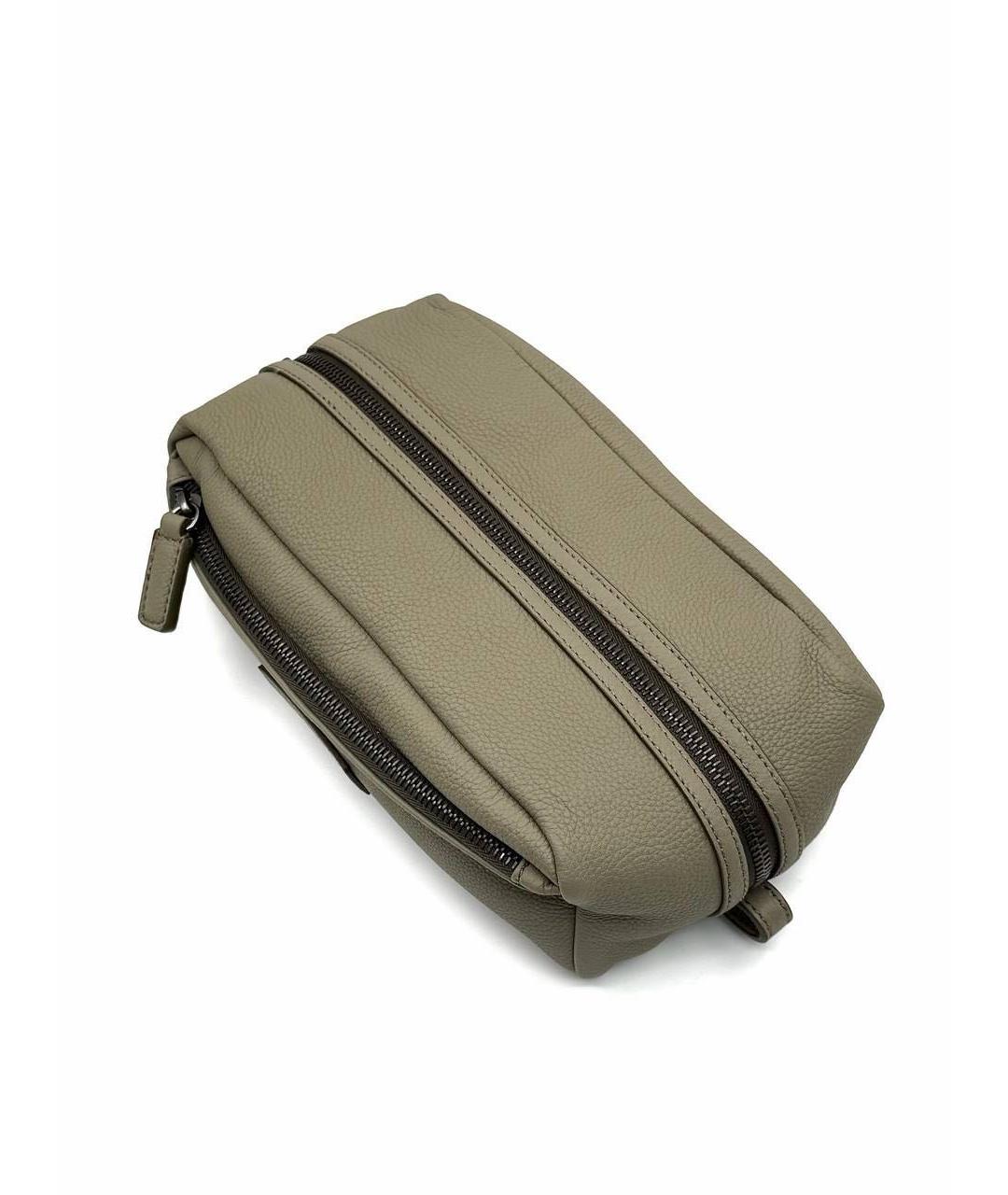 KITON Зеленая кожаная косметичка, фото 4