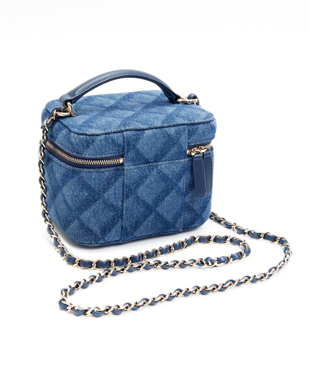 CHANEL Голубая деним сумка через плечо, фото 4