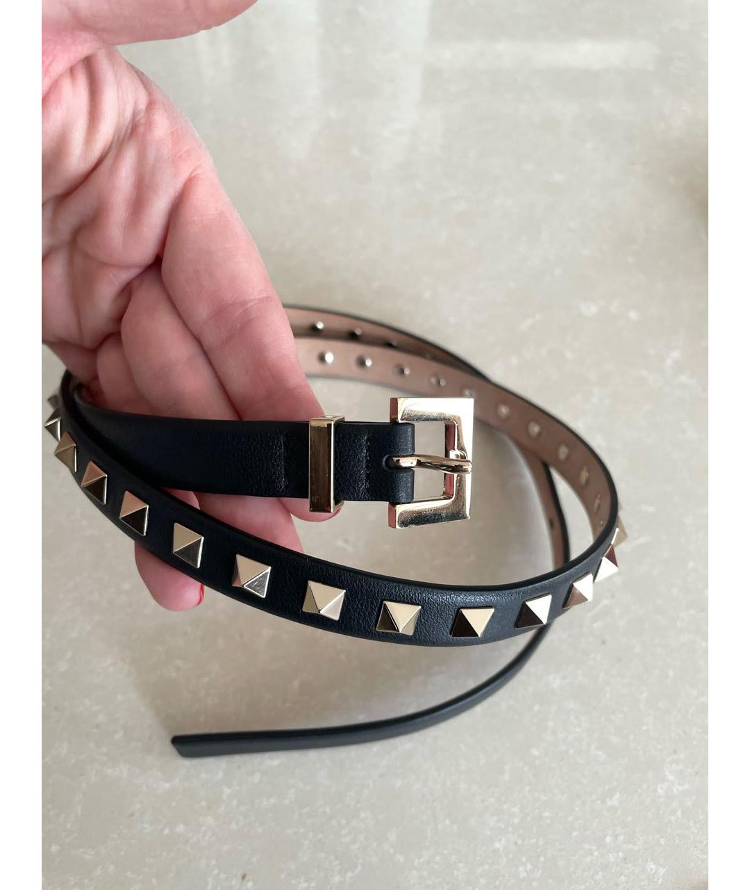 VALENTINO Черный кожаный ремень, фото 3