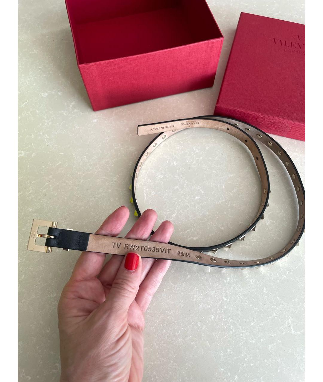 VALENTINO Черный кожаный ремень, фото 4