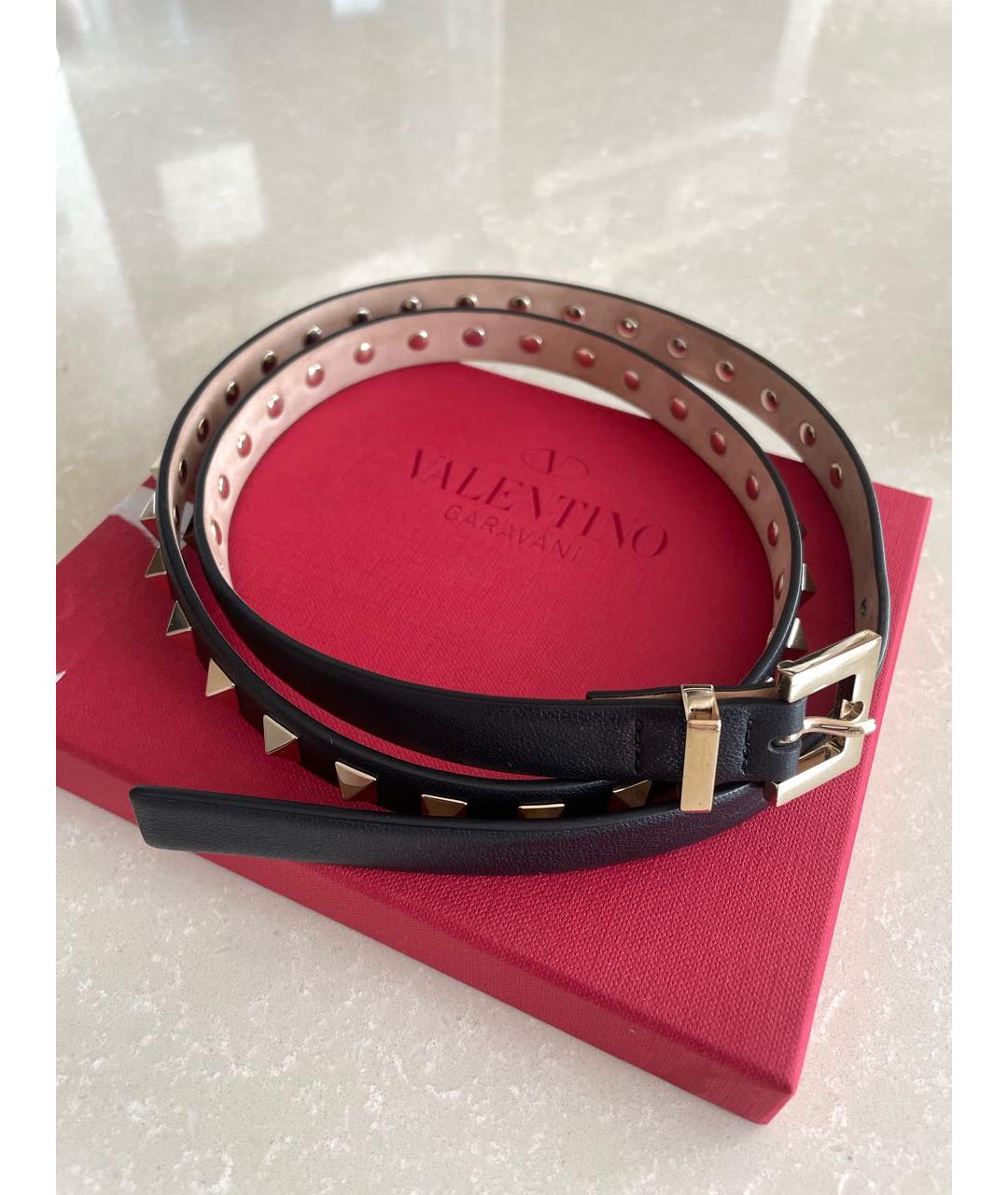 VALENTINO Черный кожаный ремень, фото 2