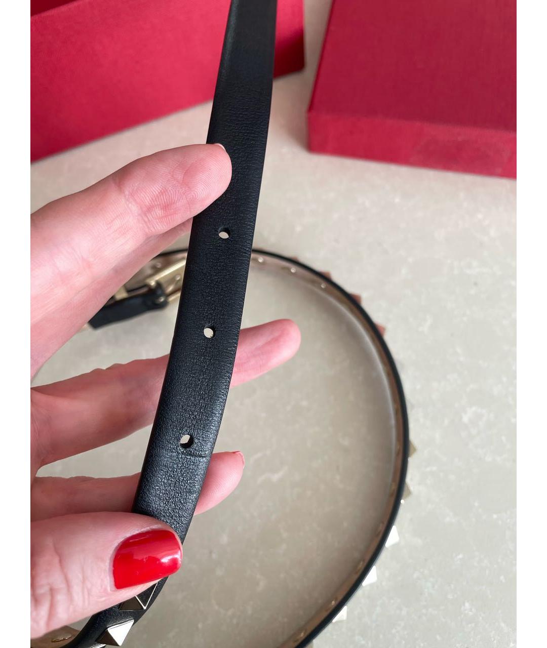 VALENTINO Черный кожаный ремень, фото 5