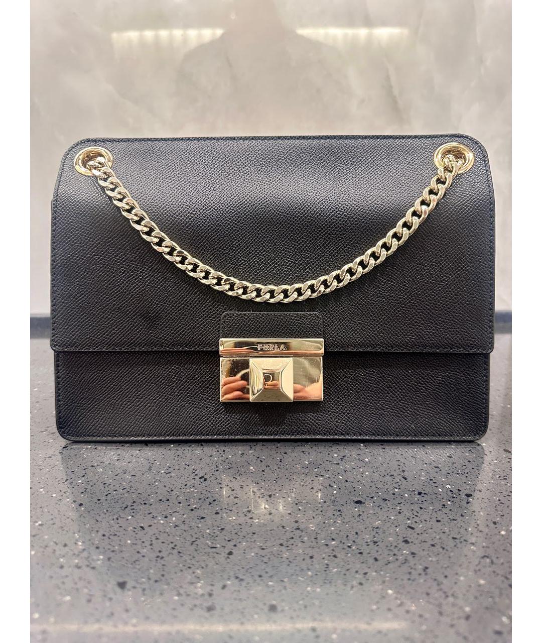 FURLA Черная кожаная сумка через плечо, фото 5