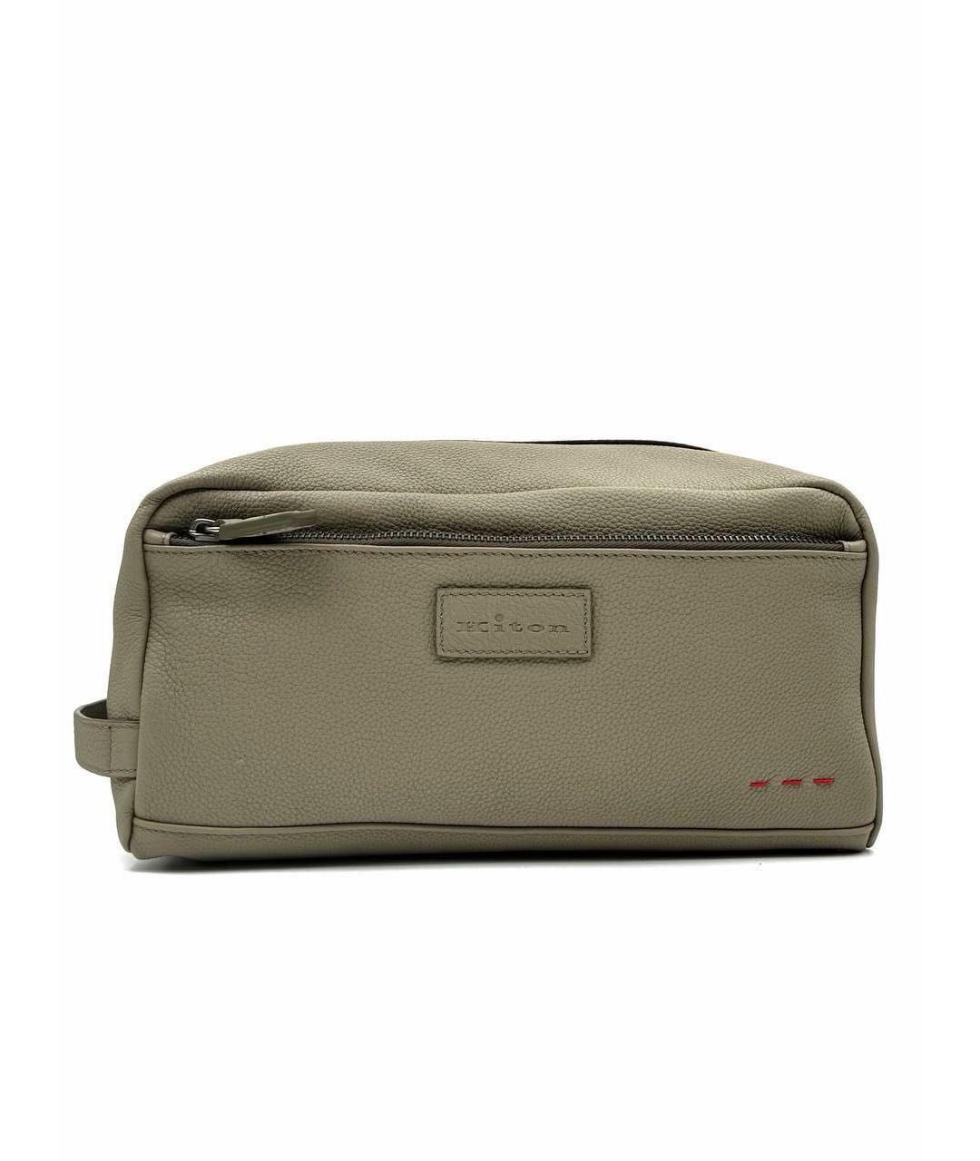 KITON Зеленая кожаная косметичка, фото 8