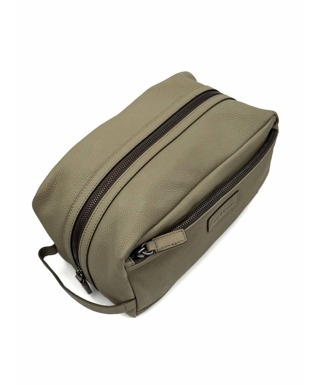 KITON Зеленая кожаная косметичка, фото 4