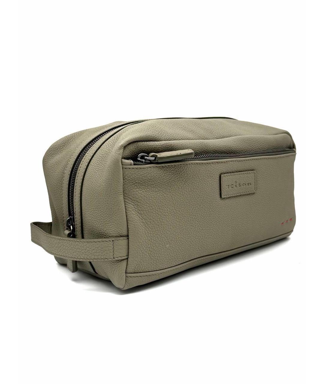 KITON Зеленая кожаная косметичка, фото 3