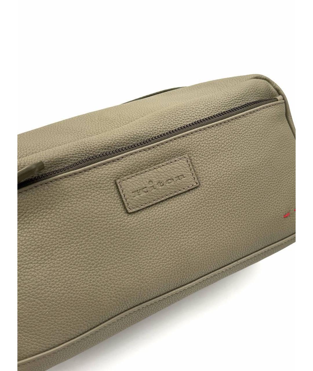 KITON Зеленая кожаная косметичка, фото 2