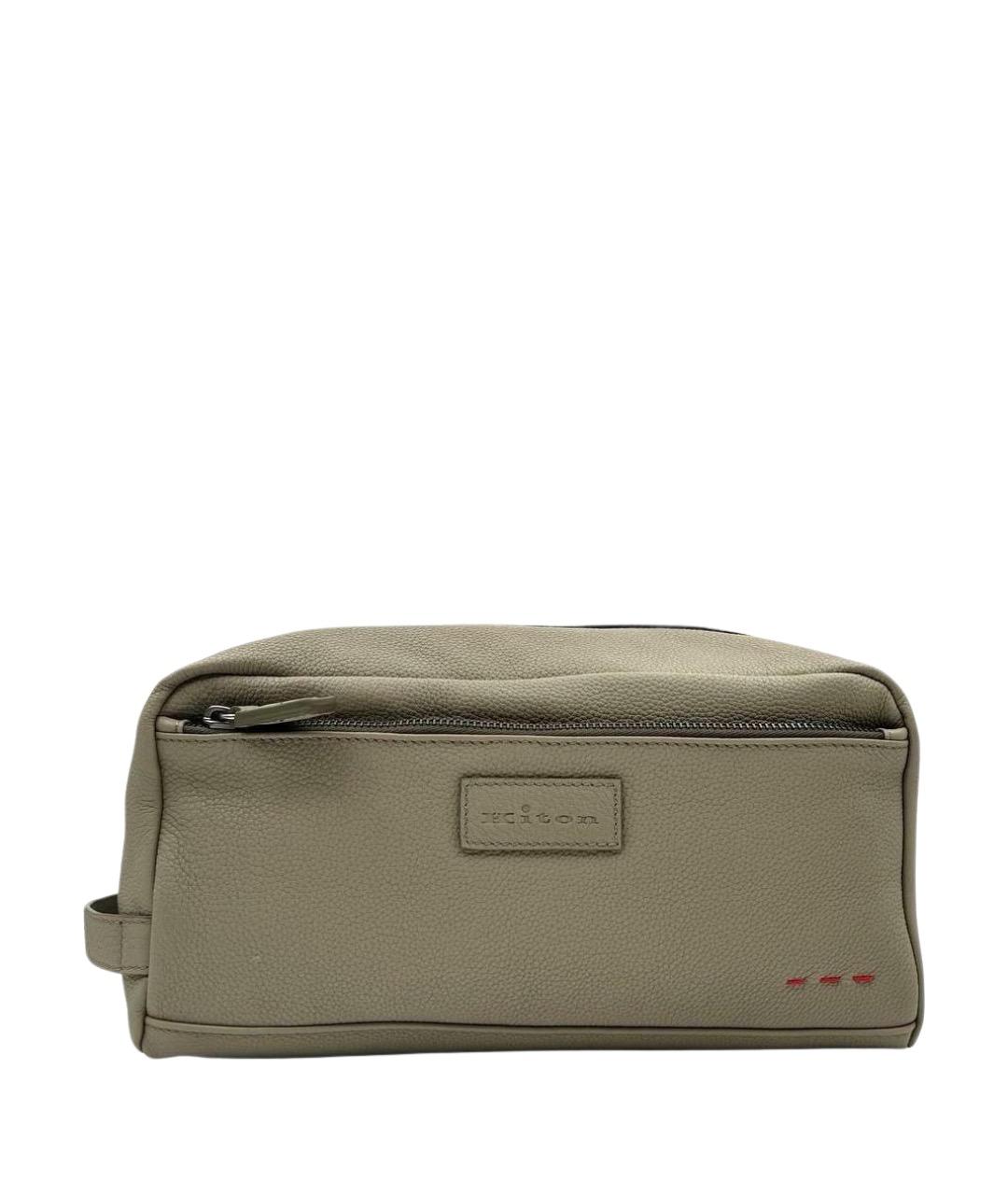 KITON Зеленая кожаная косметичка, фото 1