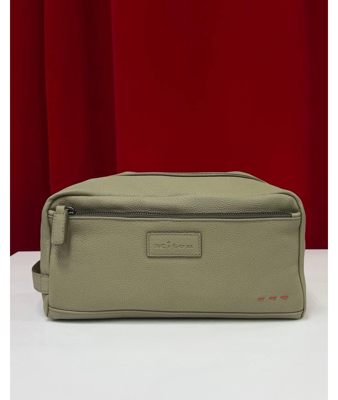 KITON Зеленая кожаная косметичка, фото 6