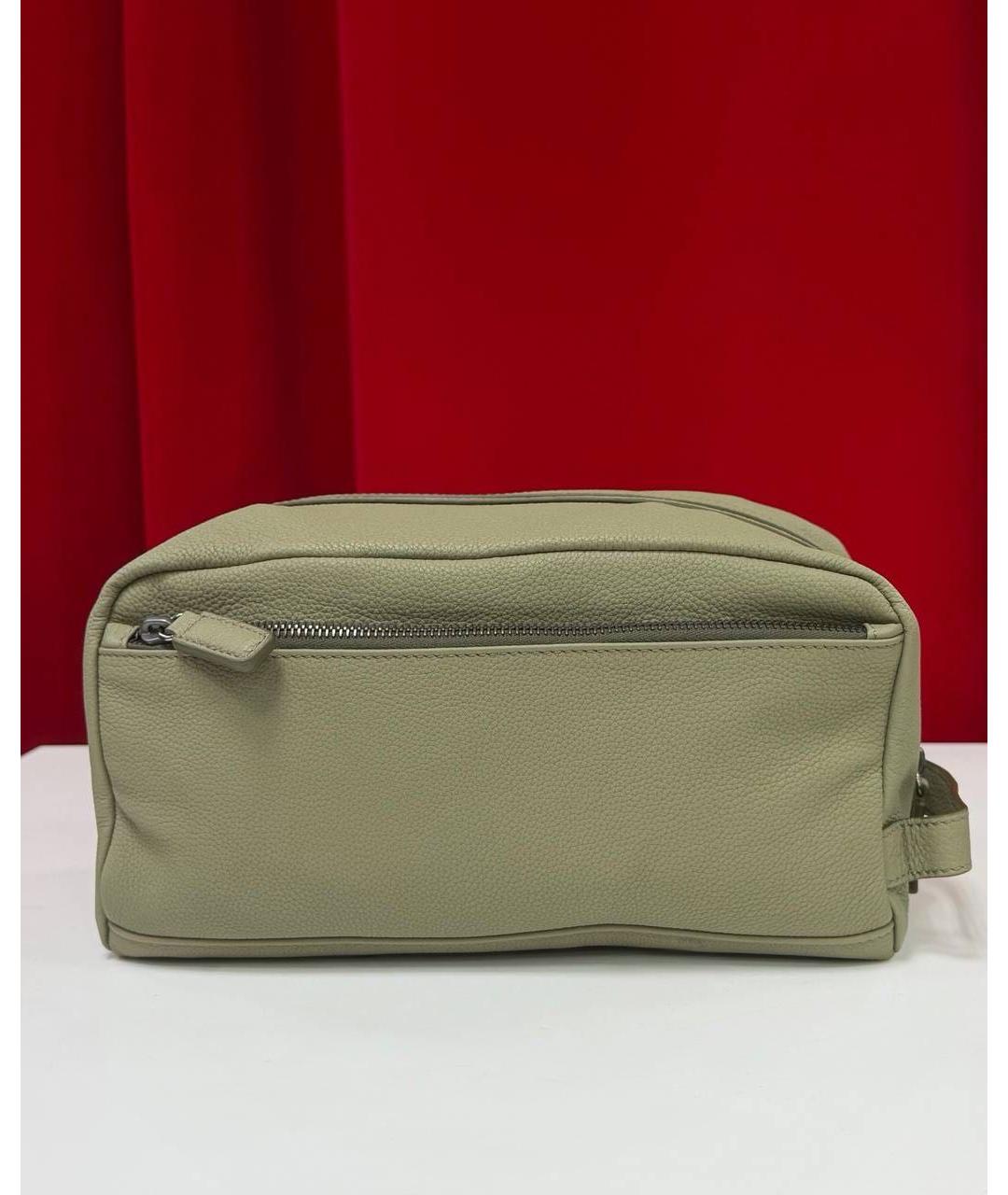 KITON Зеленая кожаная косметичка, фото 7