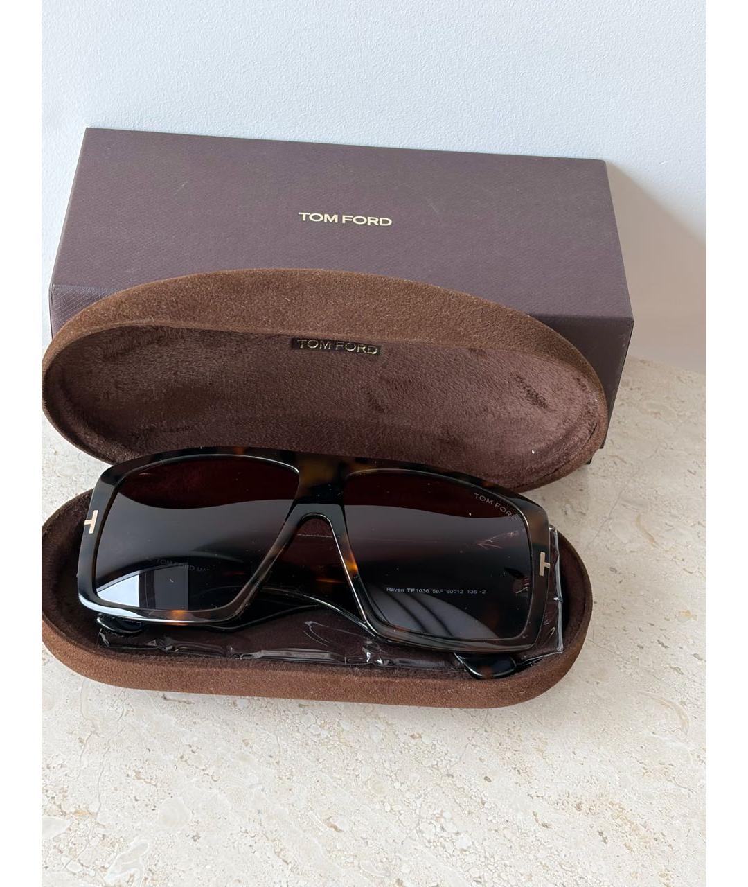 TOM FORD Коричневые пластиковые солнцезащитные очки, фото 4