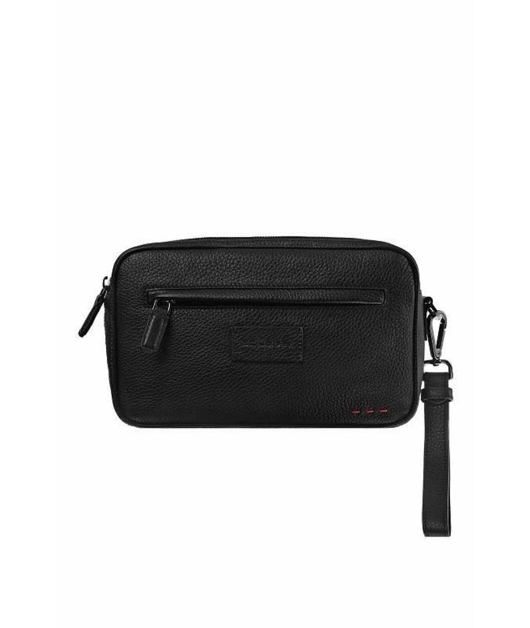 KITON Черная кожаная барсетка, фото 6