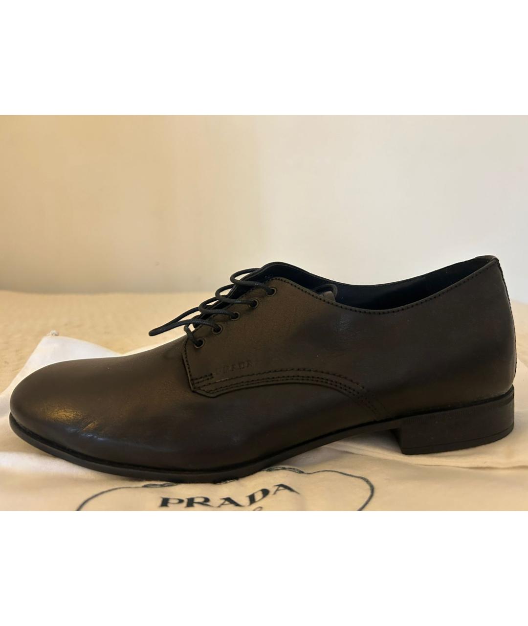 PRADA Черные кожаные низкие ботинки, фото 6