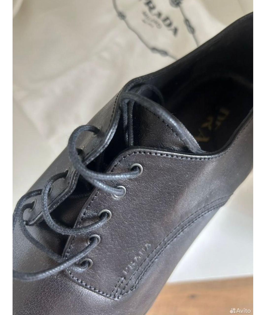 PRADA Черные кожаные низкие ботинки, фото 4