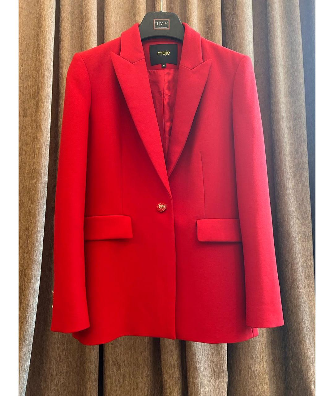 MAJE Красный вискозный жакет/пиджак, фото 9