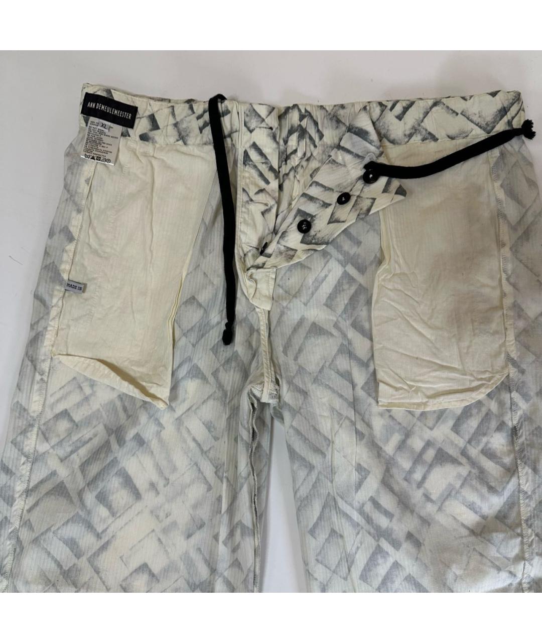 ANN DEMEULEMEESTER Белые хлопковые повседневные брюки, фото 3