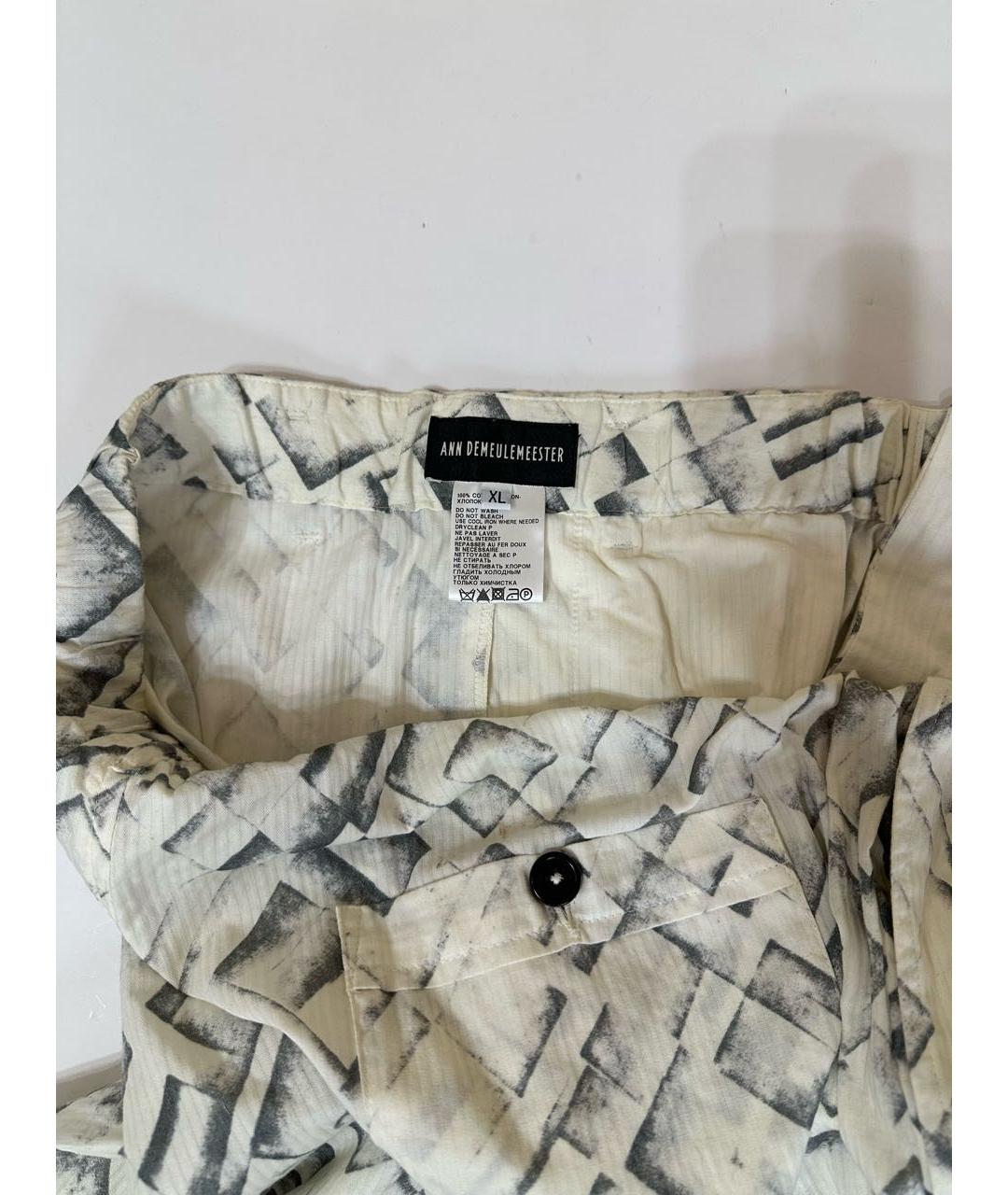 ANN DEMEULEMEESTER Белые хлопковые повседневные брюки, фото 4