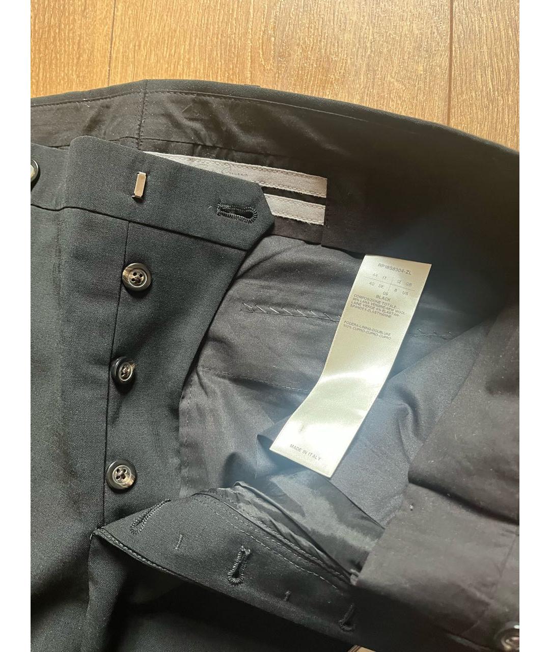 RICK OWENS Черные шерстяные прямые брюки, фото 8