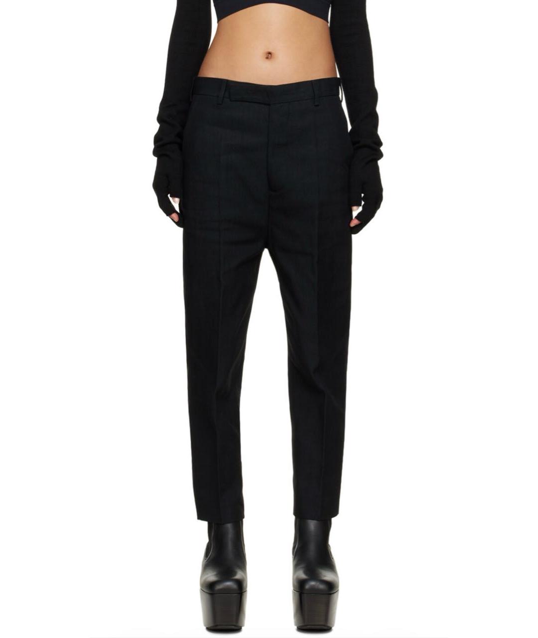 RICK OWENS Черные шерстяные прямые брюки, фото 6