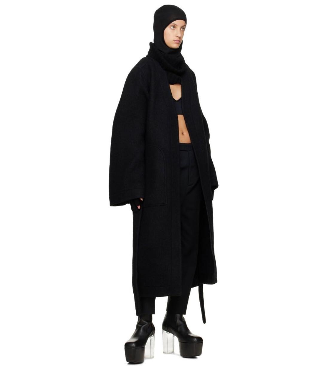 RICK OWENS Черные шерстяные прямые брюки, фото 2