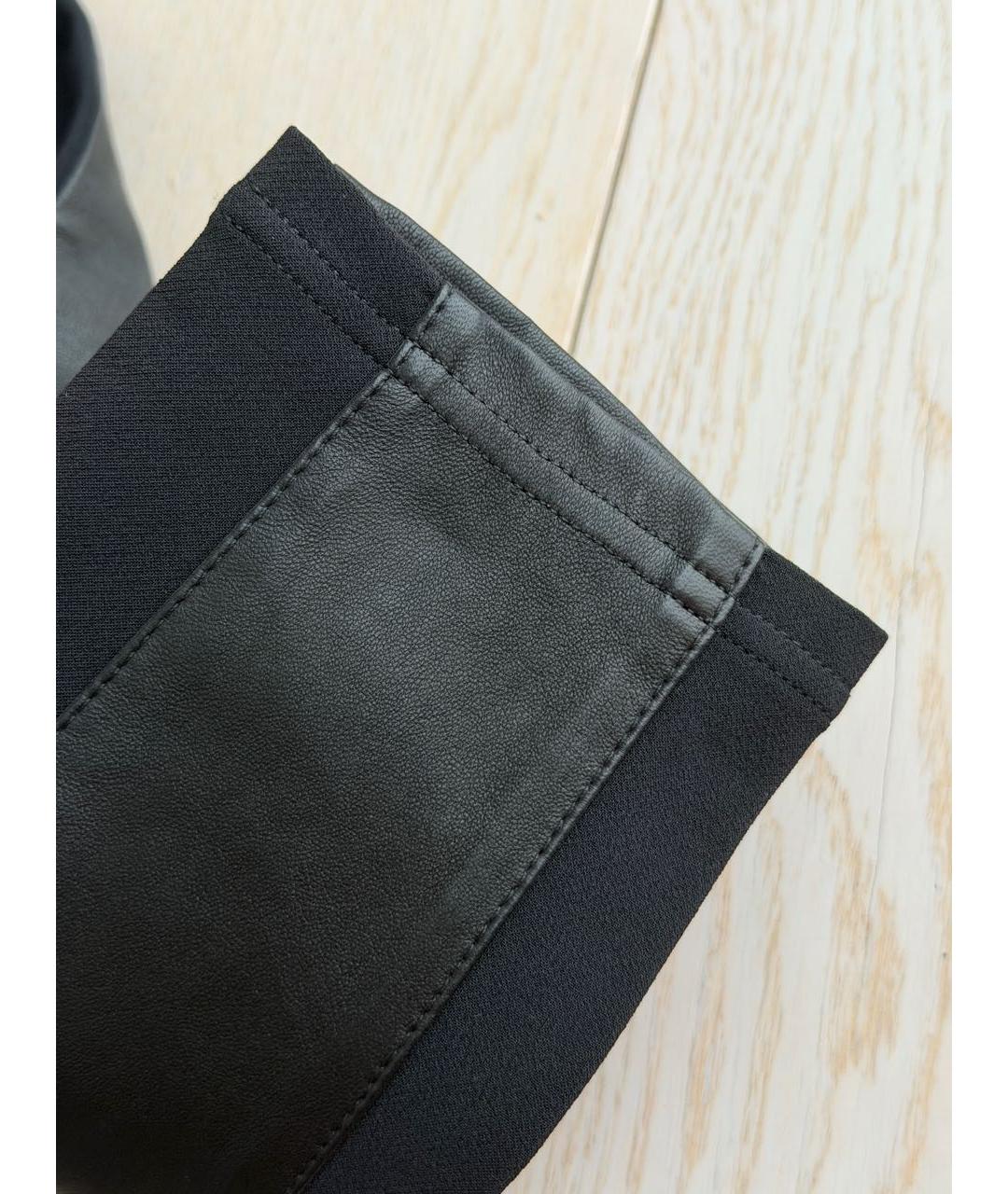 ROBERTO CAVALLI Черные кожаные брюки узкие, фото 5