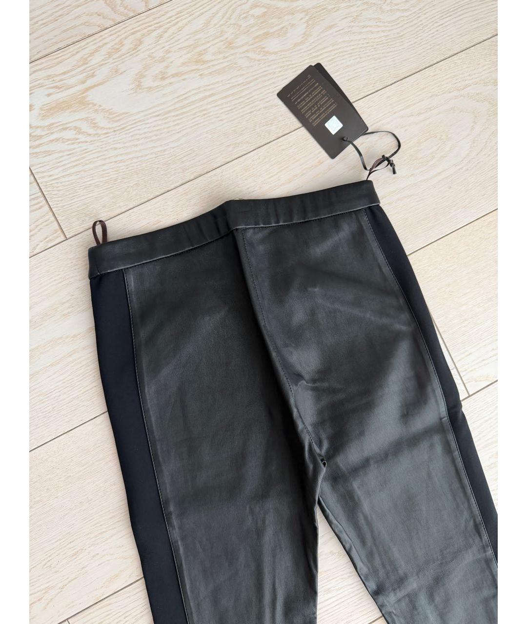 ROBERTO CAVALLI Черные кожаные брюки узкие, фото 7