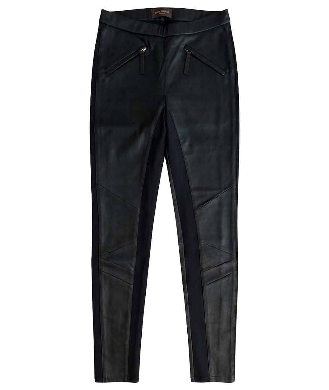ROBERTO CAVALLI Черные кожаные брюки узкие, фото 1