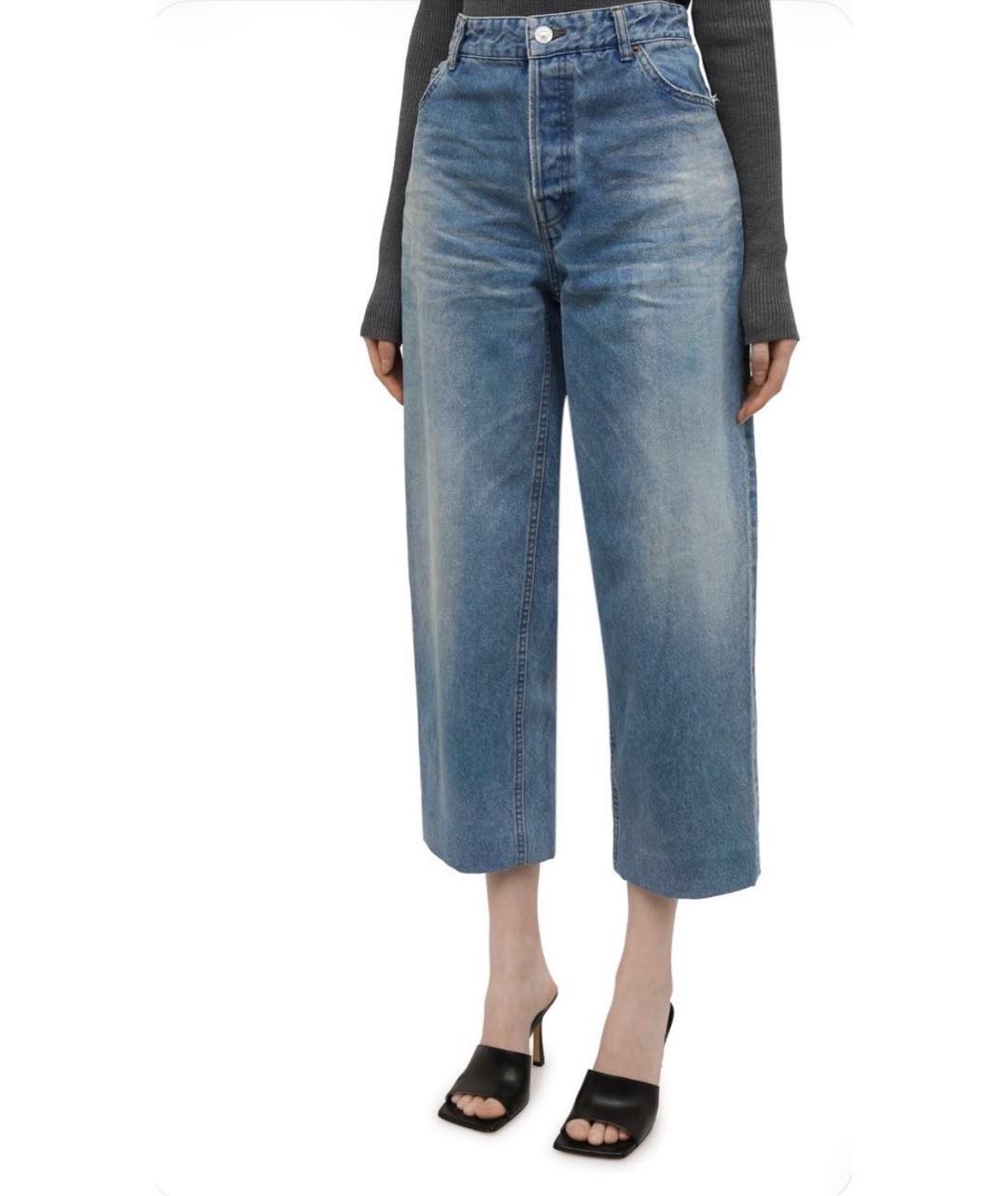 WEEKEND MAX MARA Синие хлопко-эластановые прямые джинсы, фото 4