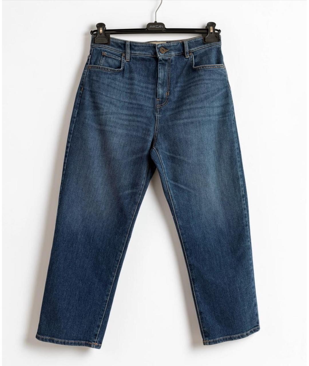 WEEKEND MAX MARA Синие хлопко-эластановые прямые джинсы, фото 9