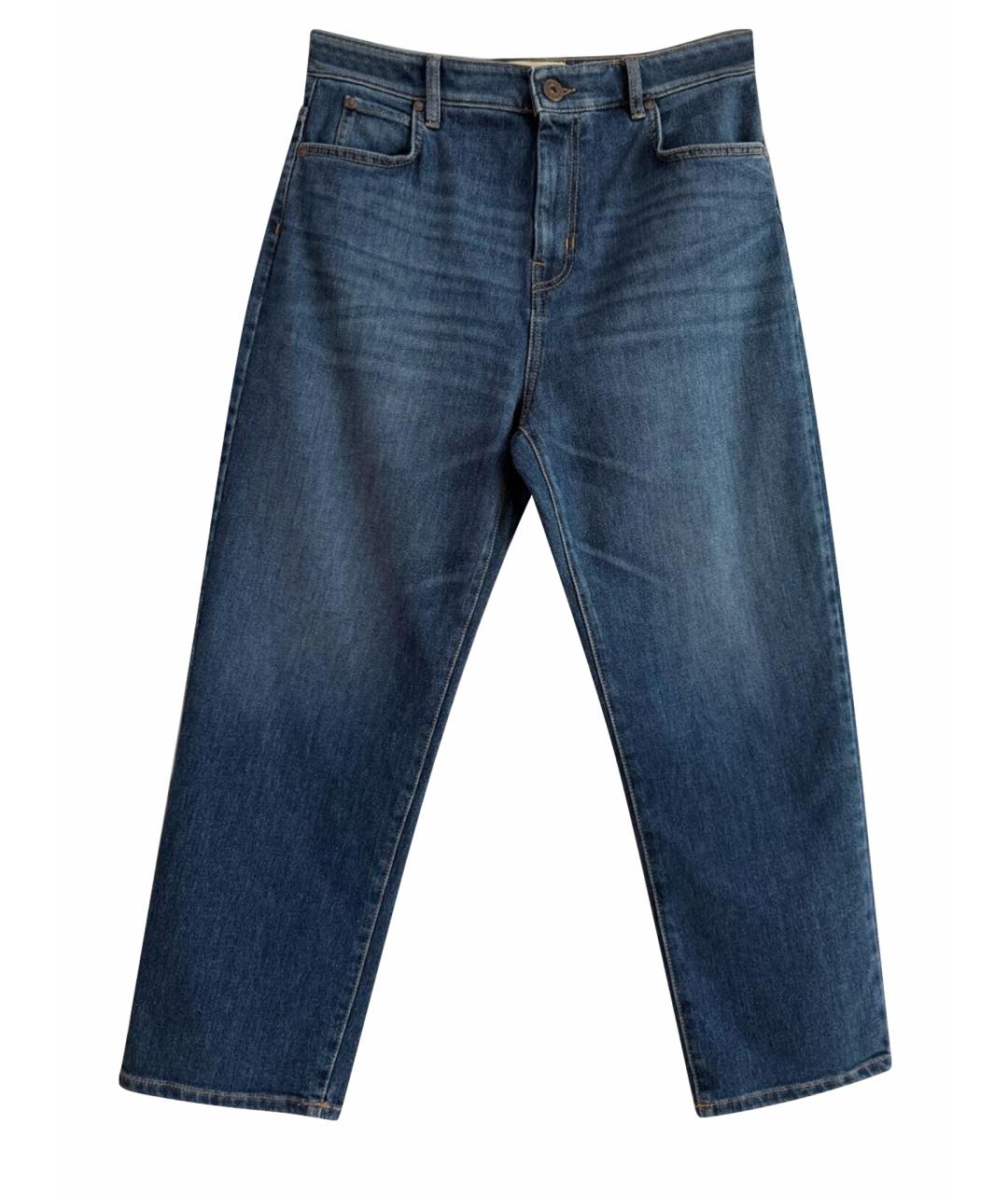 WEEKEND MAX MARA Синие хлопко-эластановые прямые джинсы, фото 1