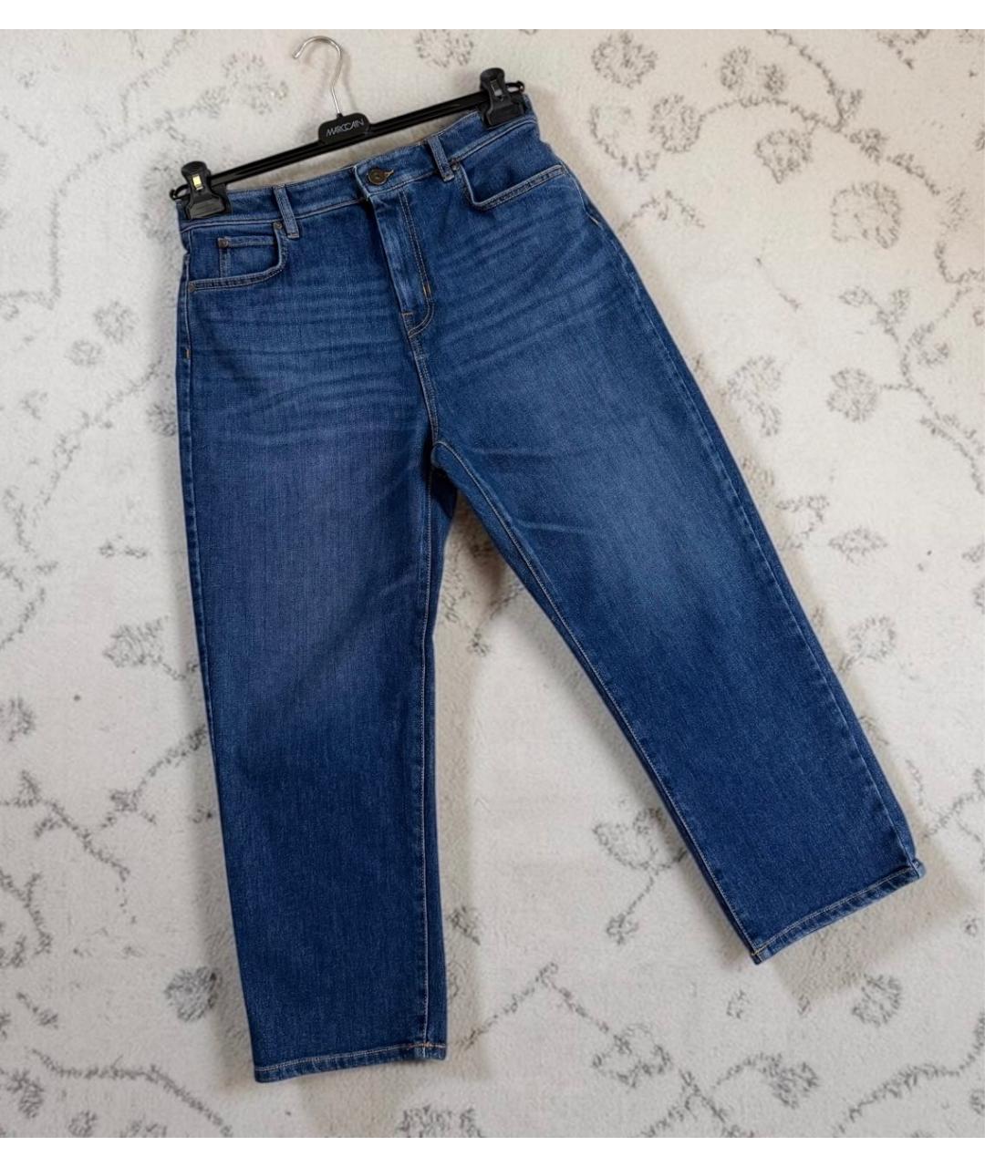 WEEKEND MAX MARA Синие хлопко-эластановые прямые джинсы, фото 5