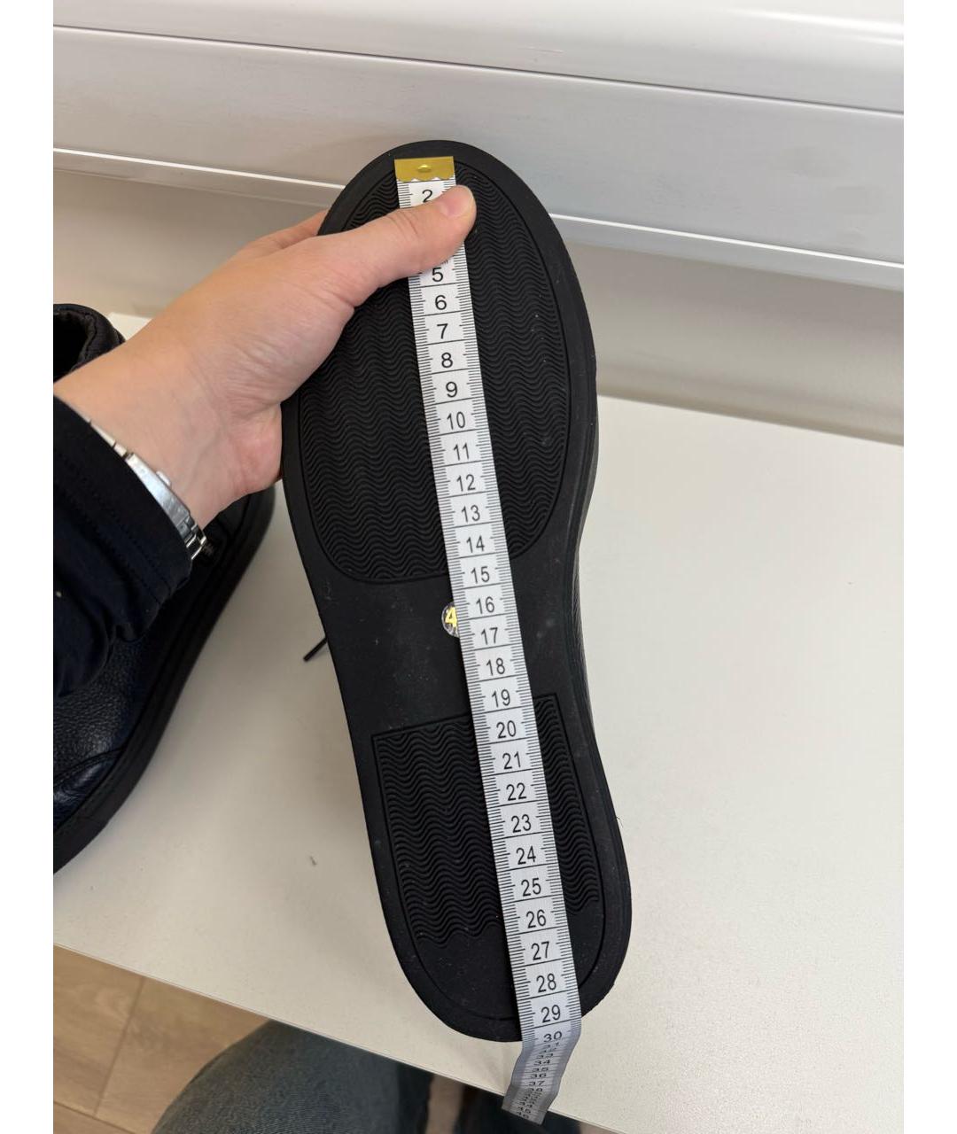 DANIELE ALESSANDRINI Темно-синие кожаные высокие кроссовки / кеды, фото 6