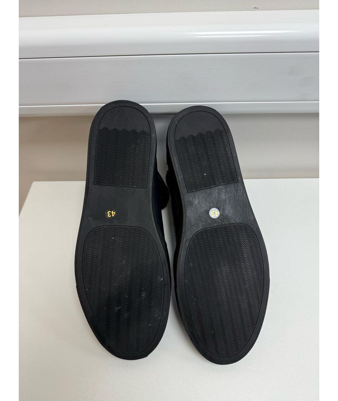 DANIELE ALESSANDRINI Темно-синие кожаные высокие кроссовки / кеды, фото 5