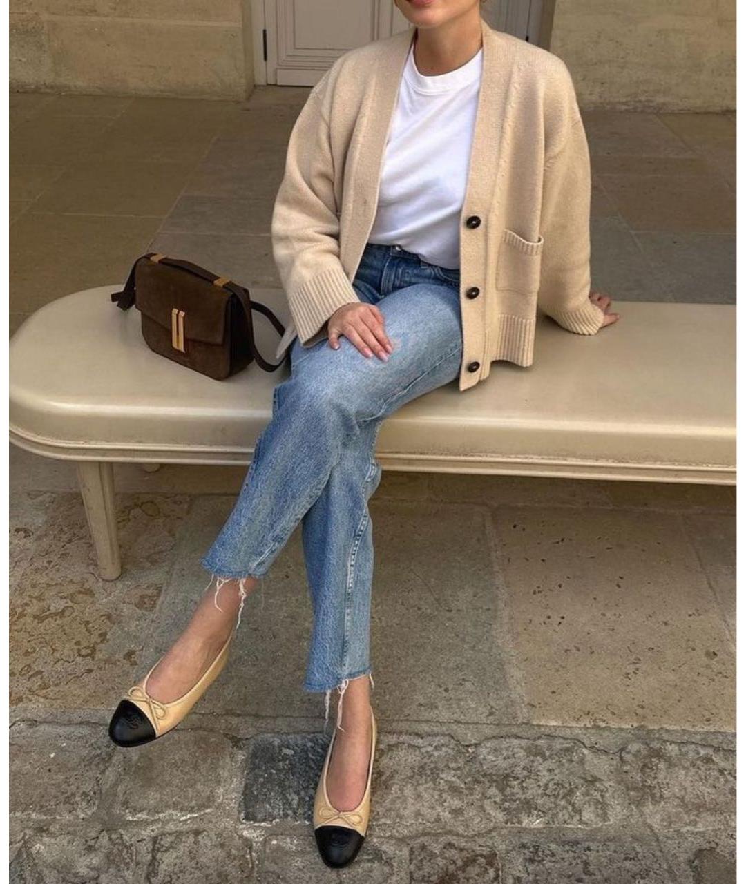 CHANEL Бежевые кожаные балетки, фото 4