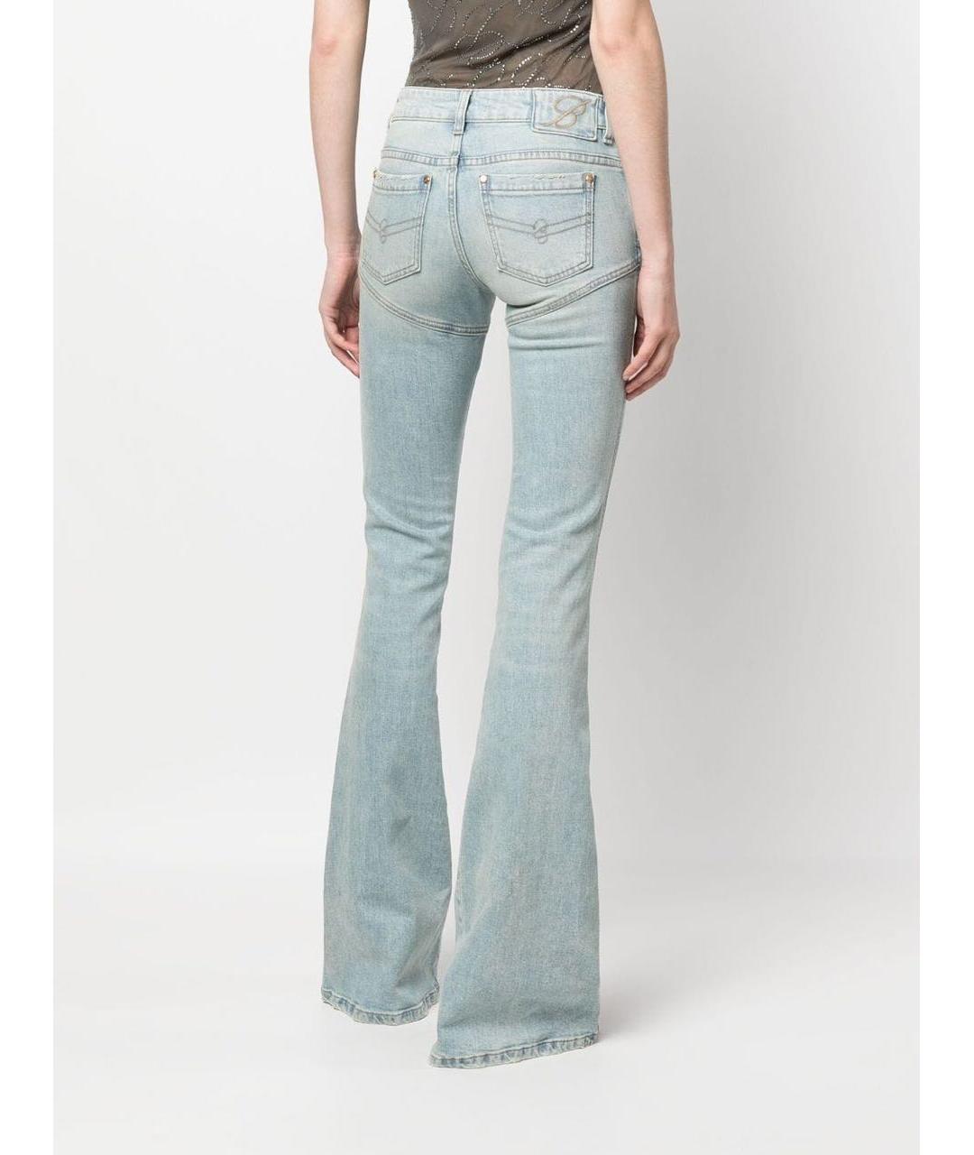 BLUMARINE Голубые хлопко-эластановые джинсы клеш, фото 3