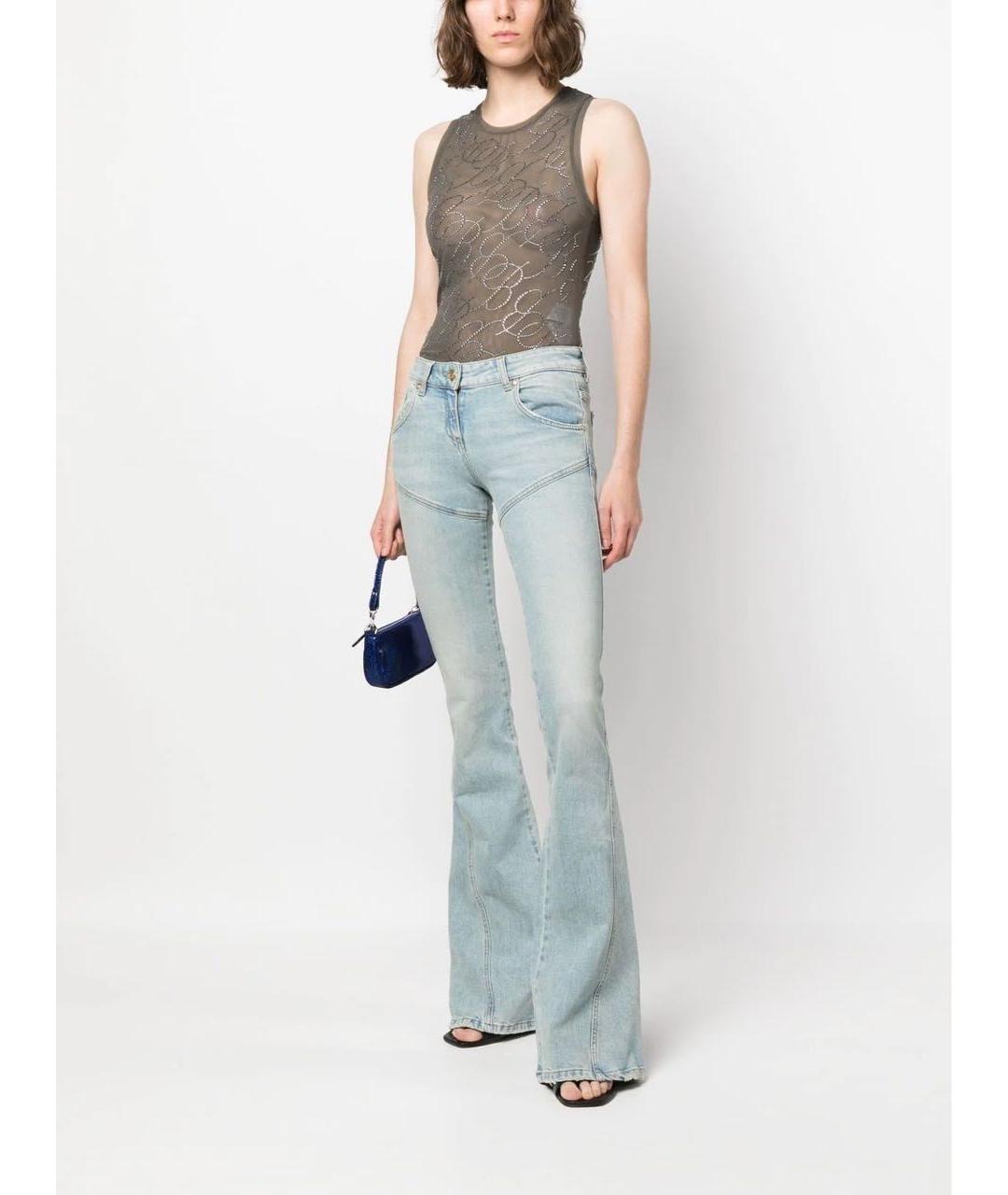 BLUMARINE Голубые хлопко-эластановые джинсы клеш, фото 2