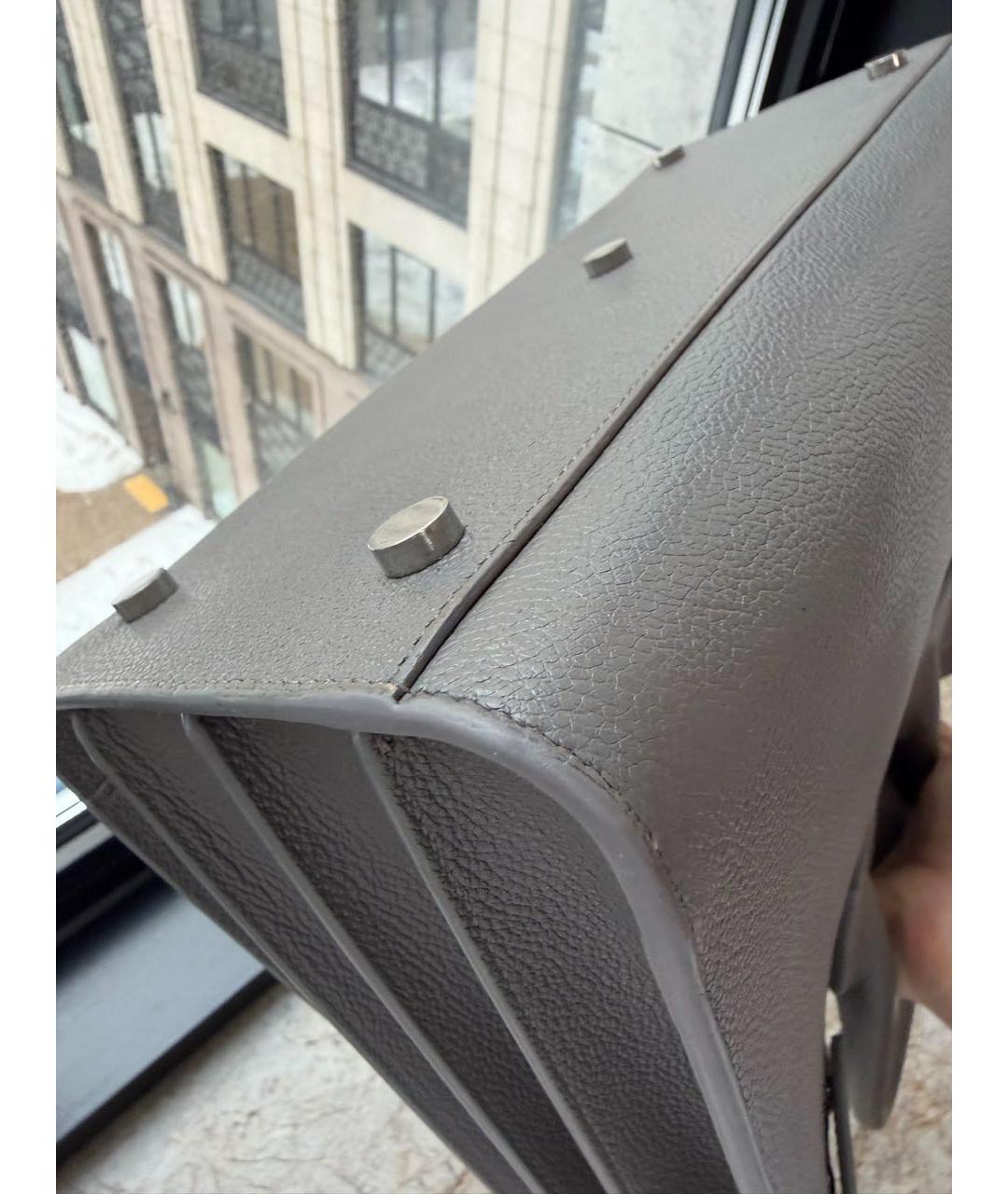 SAINT LAURENT Серая кожаная сумка тоут, фото 6