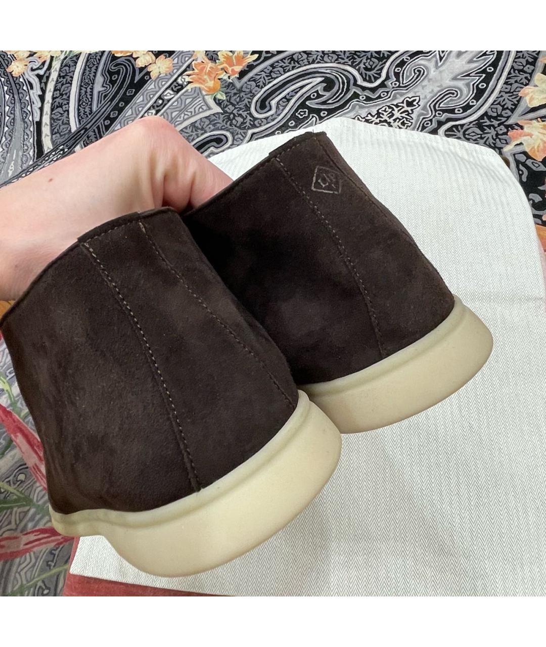 LORO PIANA Коричневые замшевые лоферы, фото 3
