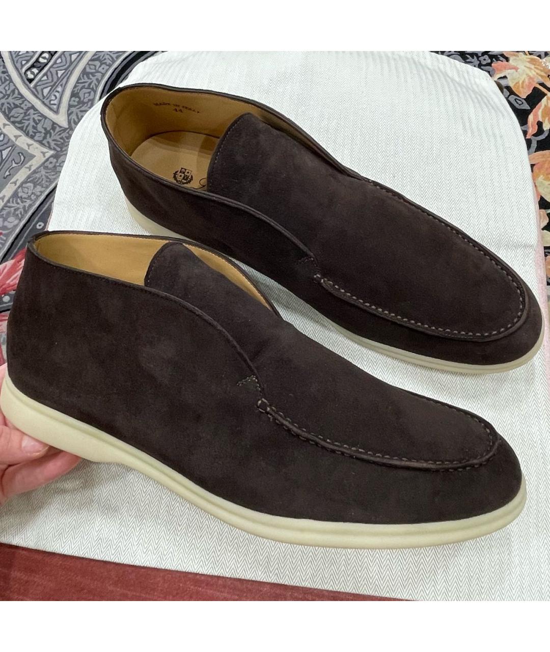 LORO PIANA Коричневые замшевые лоферы, фото 5